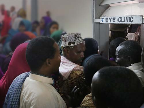 People visiting eye clinic in Africa